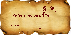 Zárug Malakiás névjegykártya